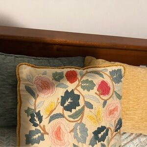 Floral Embroidered Throw Pillow